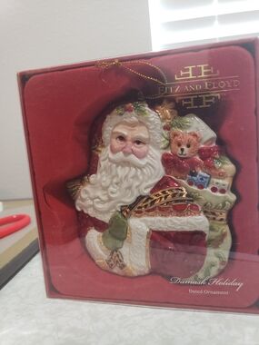 Sealed Fitz and Floyd Damask Holiday Dated 2014 Santa Ornament NIB 29-291